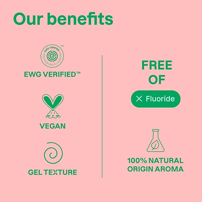 ATTITUDE Baby and Child Fluoride-Free Training Toothpaste, EWG Verified, Naturally Derived Ingredients, Vegan, Strawberry, 2.6 Oz