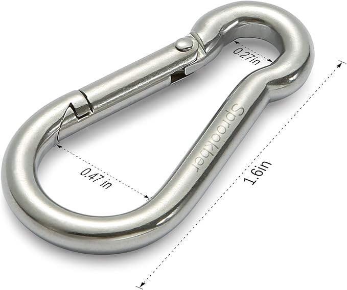 sprookber Stainless Steel Carabiner Spring Snap Hook - 304 Stainless Steel Heavy Duty Clips, Set of 4-StrideForce Fitness