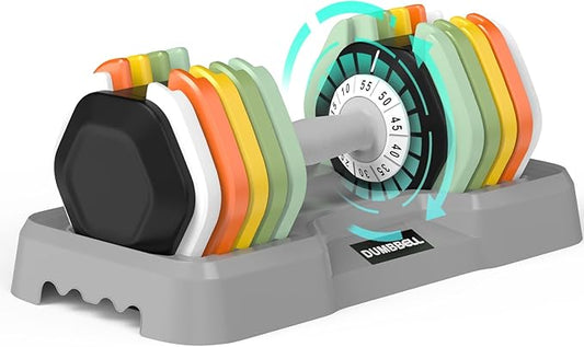 SKOK 25/55 lbs Pair Adjustable Dumbbells Set, Adjustable Weights Dumbbells Set for Men and Women with Anti-Slip Fast Adjust Weight by Turning Handle,Black Dumbbell with Tray-StrideForce Fitness