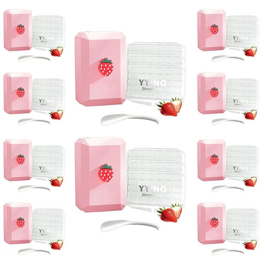 10 Box Clear Braces Wax for Teeth Precut Orthodontic Wax for Braces Aligners, Wax Dots, Hardcover Box Dental Wax with Mirror for Home Travel Office, Strawberry Flavored, 4Pack/Box