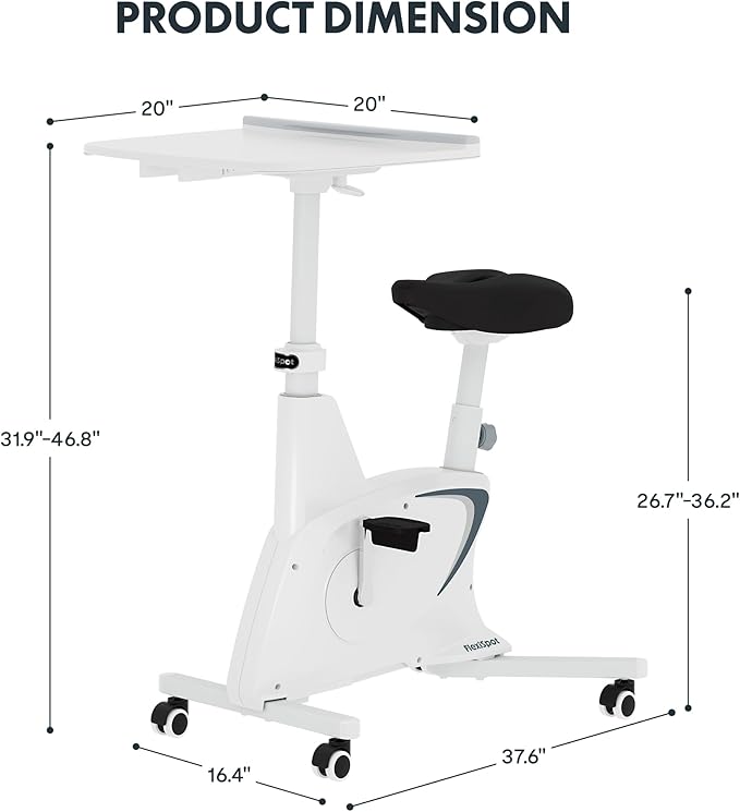 FLEXISPOT Exercise Bike with 2D Desktop, Space Saving Under Desk Bike with Removable Desk, Stationary Bikes Indoor Bikes with 300LBS Heavy Duty 8-Level Resistance Flywheel Optional LCD, V9PRO/V9MAX-StrideForce Fitness