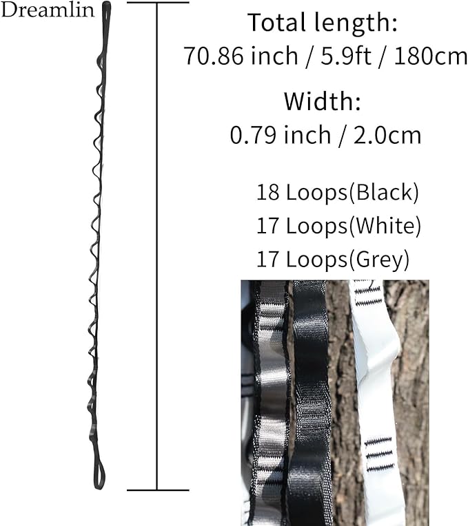 2PCS 5.9ft Long Nylon Daisy Chain Straps for Aerial Yoga Hammock Swing Adjustable Aerial Silk Extender Hanging Rope for Aerial Yoga Belts 180cm-StrideForce Fitness