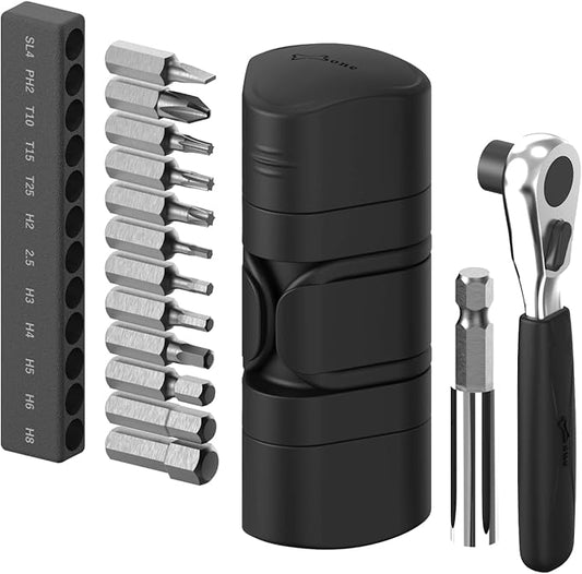 BONE Bike Portable Tool Kit Lite, 12-in-1 Mini Bicycle Repair Capsule, Scratch-Free & Waterproof Silicone Bag for Emergency Maintenance, Cycling Accessory with Ratchet Wrench for Biking & Home Repair-StrideForce Fitness