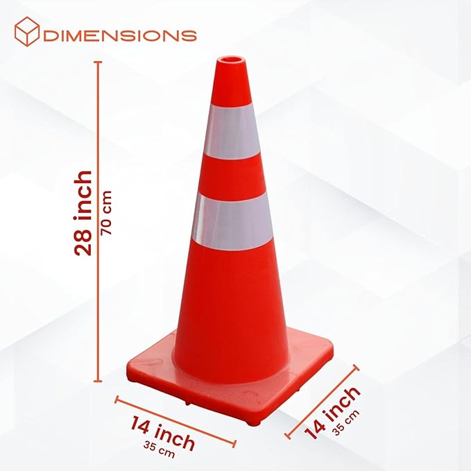 6, 9, 12, 18, 28 Inch Sports Training Traffic Cones - Durable Orange Cones for Soccer, Football, Basketball, Agility Drills, Parking, Safety, Road Use (Set of 12)-StrideForce Fitness
