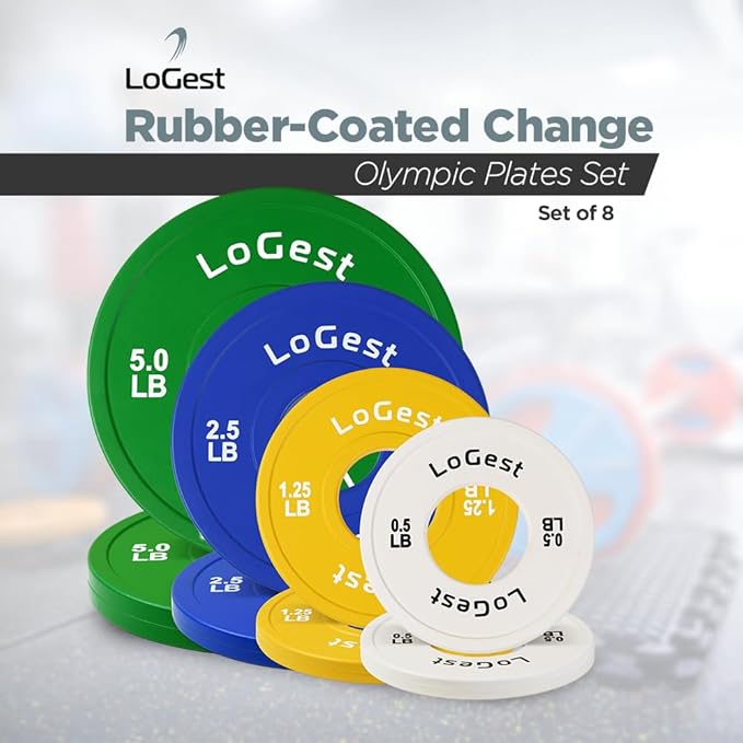 LoGest Olympic Change Weight Plates Set - For Weightlifting, Powerlifting or Gymnastics - 8-Piece Set Fractional Weight Plates - 0.5LB 1.25LB 2.5LB 5LB Pair Cross Training Bumper-StrideForce Fitness