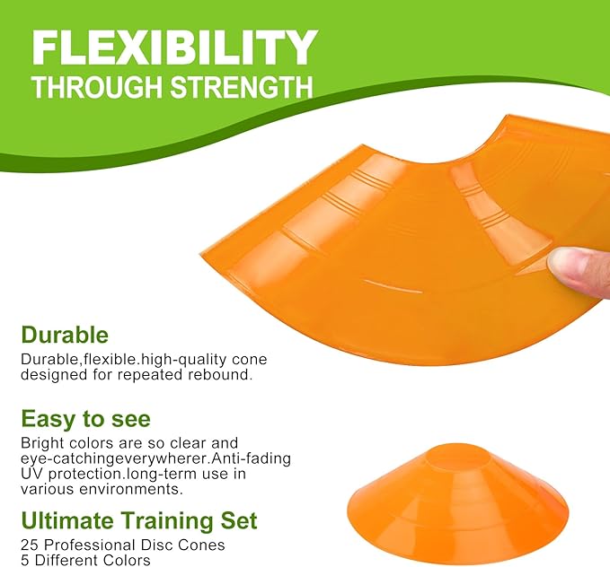 Ashsajkd(Set of 25/50/100 - Agility Soccer Cones with Carry Bag and for ， Football Cones for TrainingFootball, Basketball, Coaching, Agility Cones for Indoor and Outdoor Games-StrideForce Fitness