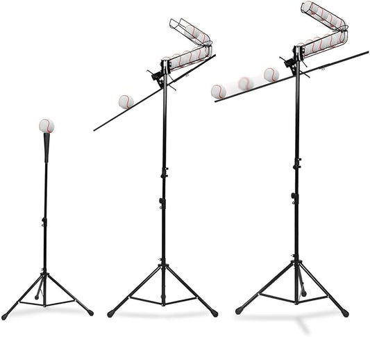 3 in 1 Baseball Training Equipment, Baseball Pitching Machine | Baseball Tee | Soft Toss Training System, Height Adjustable Hitting Swing Trainer, Support Auto & Manual, Hold Up to 10 Balls-StrideForce Fitness