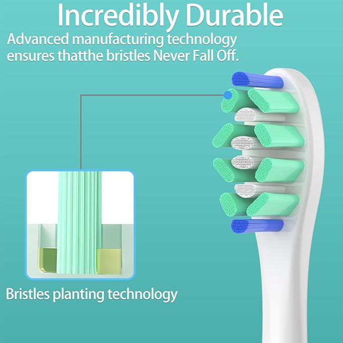 Replacement Heads Compatible with Sonicare Toothbrush, Replacement Brush Head for Philips Sonicare Electric Toothbrush 4100 5100 6100 9900 C2 W3 and More Click-on Handles (8white+8black)