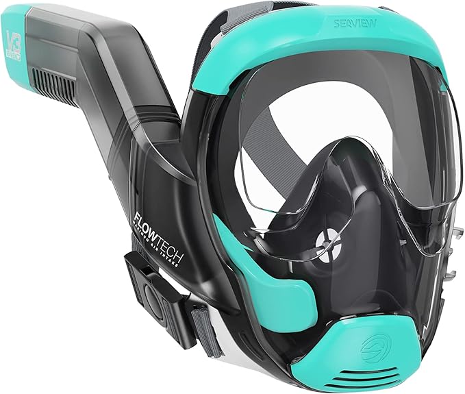Seaview 180 V3 Full Face Snorkel Mask Adult- The V3 is The Perfect Snorkeling Gear for Adults- Snorkel Mask with 180 Panoramic Viewing and Up to 600% Easier Breathing- Patented Flowtech Air Intake-StrideForce Fitness
