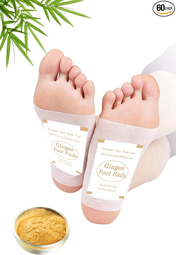 Foot Pads - 60Pads Pure Natural Ginger Powde Bamboo Vinegar Pads, Goodnight Foot Pads for Travel or Home Use-StrideForce Fitness