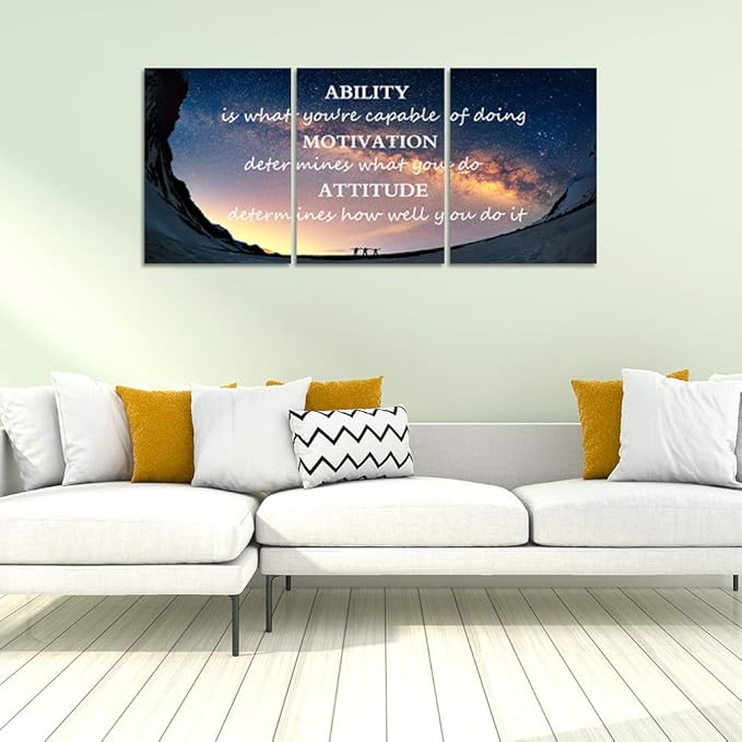 3 Panels Successful Inspirational Posters Quotes Wall Art Ability Modern Motivational Painting Picture Prints on Canvas Artwork Motto for Office Bedroom Decor Living Room Home Decor (72”Wx36”H)-StrideForce Fitness