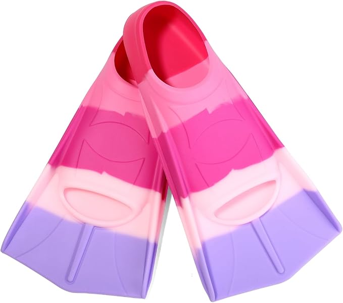 Kids Swim Fins,Short Kids Fins Youth Swimming Flippers for Lap Swimming Training for Children Girls Boys Beginners-StrideForce Fitness