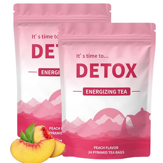 Detox Tea with Dandelion and Ginseng - Caffeine-Free, Gentle Botanical Formula for Bloating Relief and Digestion - Peach Flavor, For Men and Women (2pcs)-StrideForce Fitness