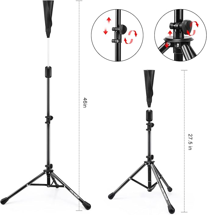 Baseball Tee Batting Tee Softball Tee Portable Travel Hitting Tee,Easy Adjustable Height,Stable Tripod Stand-StrideForce Fitness