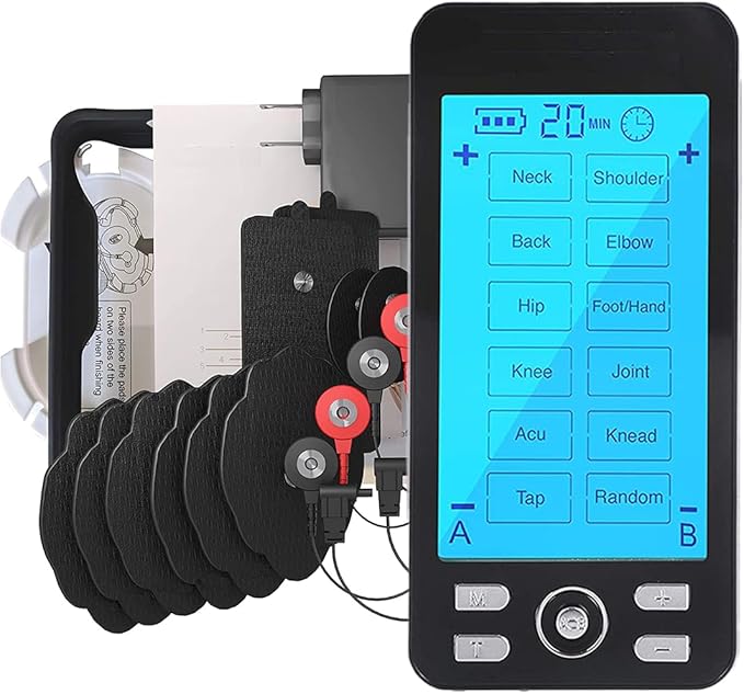 Tens Unit Machine Pulse Massager for Pain Relief, 24 Massage Modes, Rechargeable Muscle Stimulator Device with 10 Pads-StrideForce Fitness