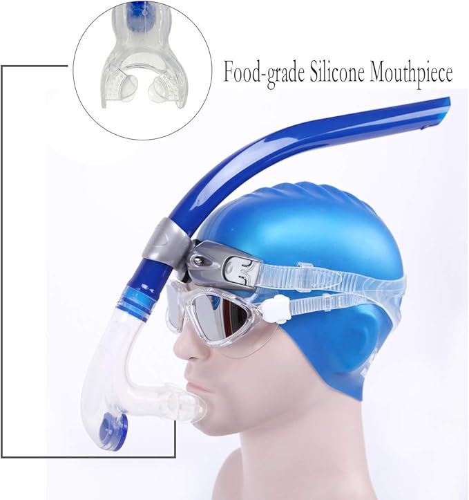 Panzexin Swim Snorkel, One-Way Purge Valve Swimmers Snorkel for Lap Swimming Training Snorkeling, Front Mounted Training Gear with Comfortable Silicone Mouthpiece-StrideForce Fitness