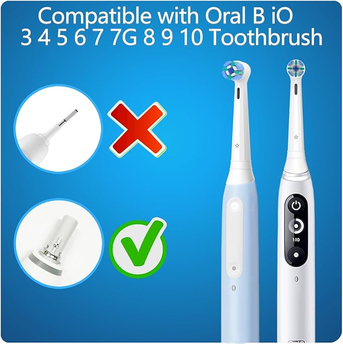 8 Pack Replacement Toothbrush Heads Compatible with Oral B iO, Brush Heads for Oral-B iO 2/3/4/5/6/7/8/9/10/7G Series, with Covers, White