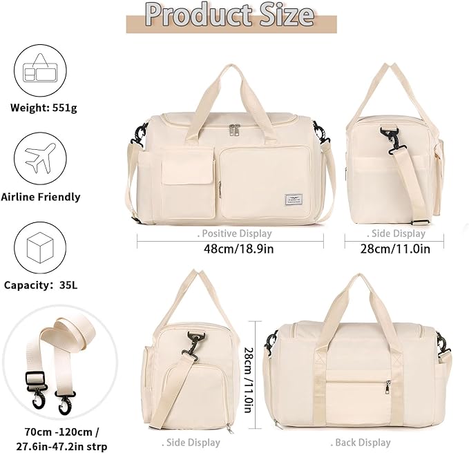 FIORETTO Women's Gym Duffle Bag with Shoes Compartment, 37L Capacity, Ideal for Travel, Gym, Sports, Duffel, Weekender-StrideForce Fitness