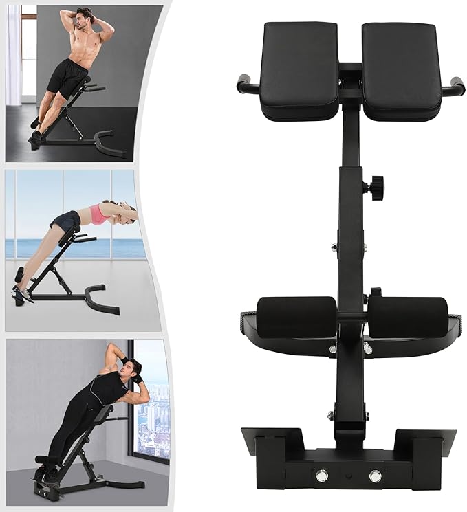 Roman Chair, Hyperextension Bench Roman Chair Adjustable Back Extension Machine Lower Back Exercise Equipment Multi-Functional Workout Bench for Home Gym Full Body Abs Glutes Core Muscles-StrideForce Fitness