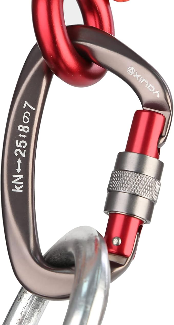 Screwgate Locking Carabiner Clip - Professional Rock Climbing Carabiner Screw Lock,Heavy Duty Carabiners for Climbing,Mountaineer,Hammock,Camping,Outdoor Equipment-StrideForce Fitness