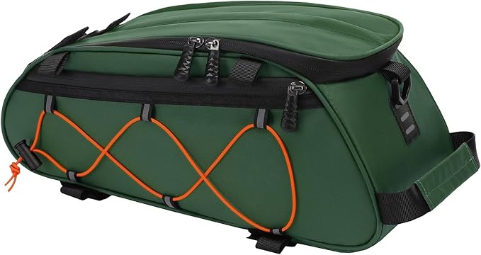 MOSISO Bike Rack Bag with 2 Removable Panniers, Waterproof Bike Trunk Cooler Storage Handbag Insulated Bicycle Rear Seat Pouch, Bicycle Storage Saddle Shoulder Bag Cycling Luggage Pouch, Peacock Green-StrideForce Fitness