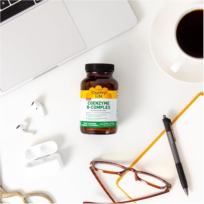 Country Life Coenzyme B-Complex, 120 Capsules – Supports Energy & Metabolism, Mood & Cognitive Function – Vegan, Gluten-Free, Bioavailable B Vitamins with Choline-StrideForce Fitness