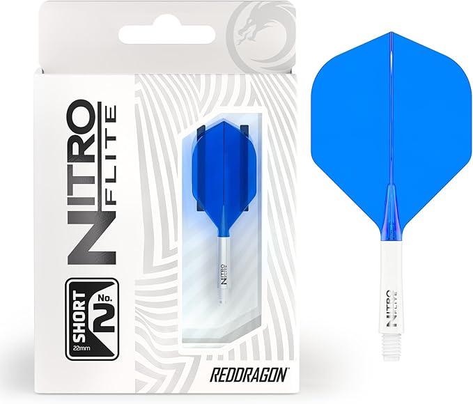 RED DRAGON Darts – Nitro Flite Integrated Flight & Shaft System – No.2 Shape and Design - Available in Short, Intermediate & Medium - Available in Variety of Colours - Professional Darts Accessories-StrideForce Fitness