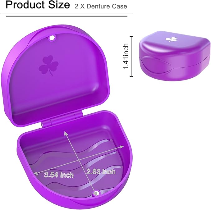 Retainer Case Denture Case: BVN Orthodontic Dental Case, Slim Braces Case, Mouth Guard Case, Denture Box, Teeth Aligner Case, Night Guard Case Container Storage Holder Purple