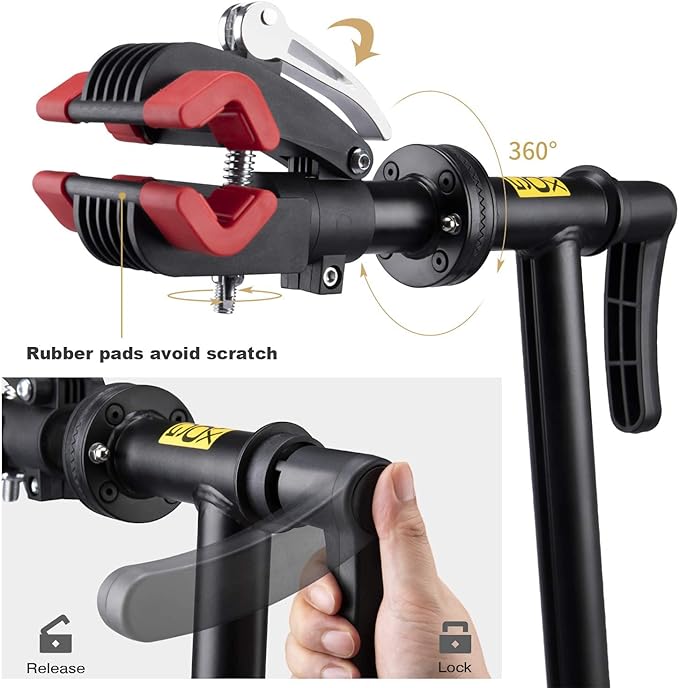 CXWXC Bike Repair Stand with Cleaner - Shop Home Bicycle Mechanic Maintenance Rack- Welded Head Height Adjustable for EBIKE Mountain Bikes and Road Bikes-StrideForce Fitness