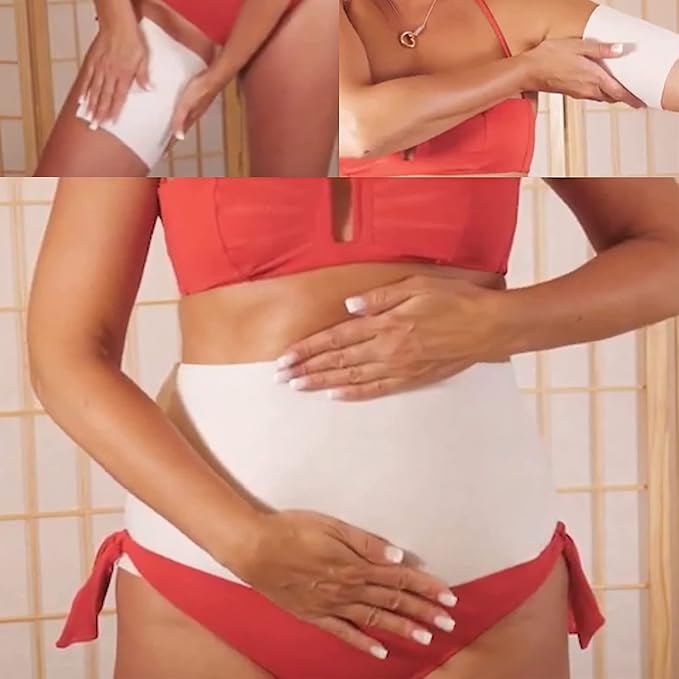 Tummy Body Wrap with Guarana, Green Tea, Seaweed Wraps Works for Stomach Belly Legs Arms Abdomen. (4 Wraps + Gel)-StrideForce Fitness