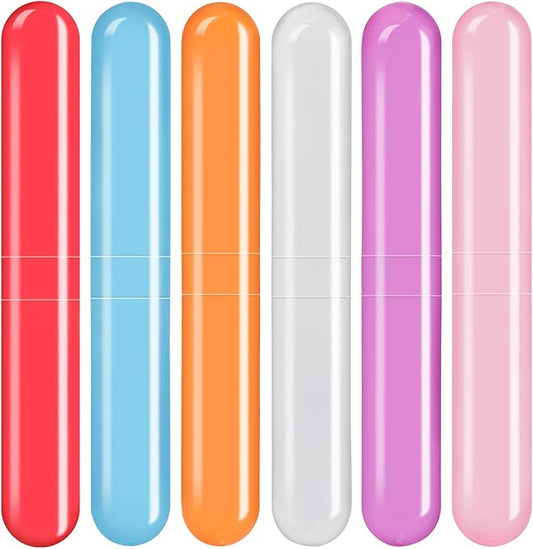 6 Pack Travel Toothbrush Case, Breathable Portable Toothbrush Holder, Plastic Toothbrush Cover Container for Traveling, Bathroom, School, Home, Business, Camping
