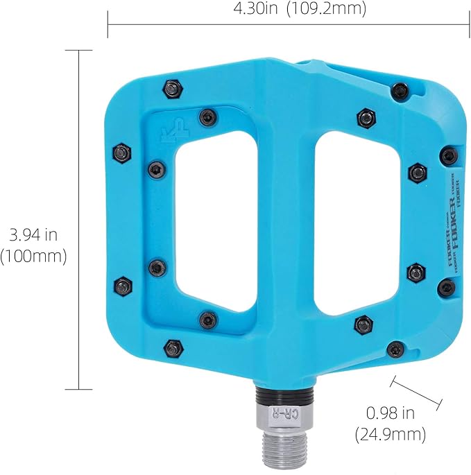 FOOKER MTB Pedals Mountain Bike Pedals 3 Bearing Non-Slip Lightweight Nylon Fiber Bicycle Platform Pedals for BMX MTB 9/16"-StrideForce Fitness