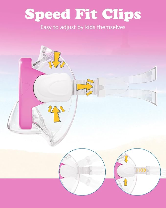 Aegend Kids Swim Mask Goggles, Tempered Glass 180° HD Wide View with Nose Cover-StrideForce Fitness