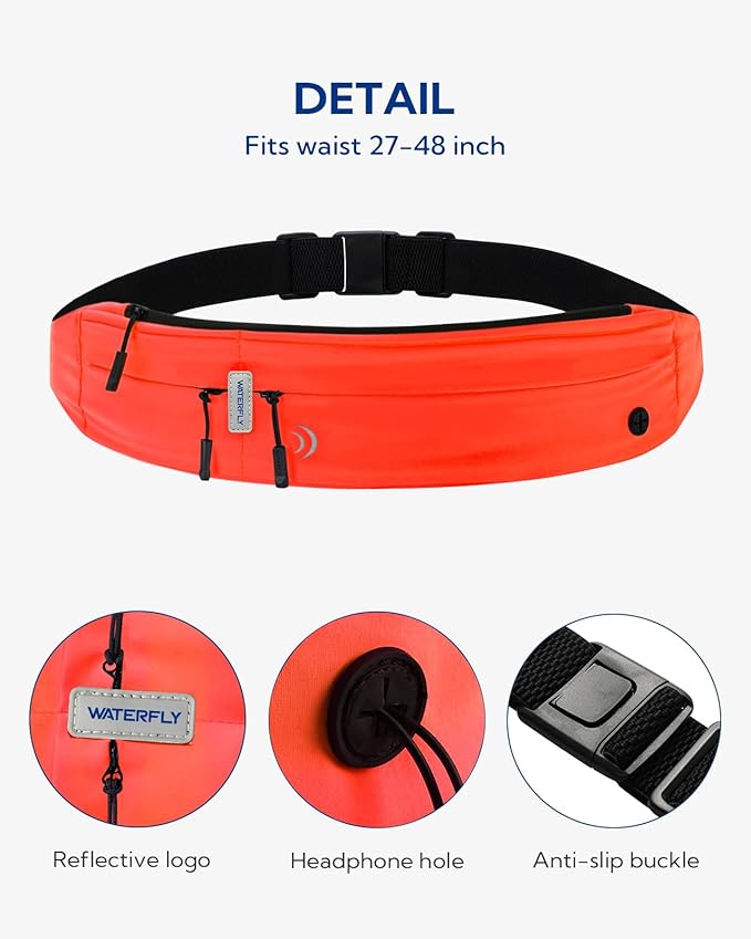 WATERFLY Running Belt Fanny Pack: Runner Marathon Jogging Waist Pack Sport Workout Exercise Fitness Phone Holder Belt for Men Women Jogger Slim Waistband-StrideForce Fitness