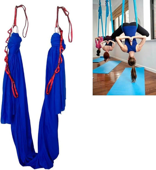 Aerial Yoga Hammock 5.5 Yards Yoga Swing Pilates Silk Home Gym Fitness Include hardware,Daisy Chain, Pose Guide-StrideForce Fitness