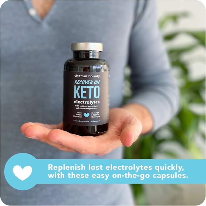 Vitamin Bounty Recover On Keto Electrolytes - Keto Supplements, Electrolytes Pills, Electrolyte Supplement, Keto Vitamins, Sugar Free Hydration, Boost Energy, GLP 1 Support- 60 Capsules-StrideForce Fitness