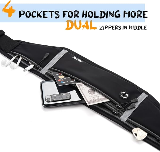USHAKE Slim Running Belt, Workout Fanny Pack for Men Women,Exercise Waist Pack for Apple iPhone Holder, Runner Belt for Running Walking Cycling Camping Gym-StrideForce Fitness