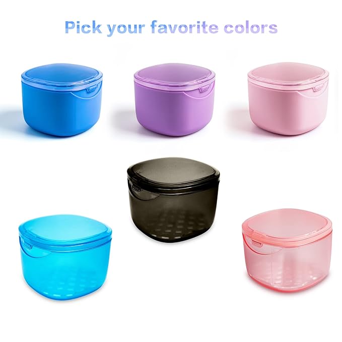 No-Leak Denture Bath Case, Retainer Cleaning Box, Clear Braces, Mouth Guard, Night Guard and Retainer (transparent blue)