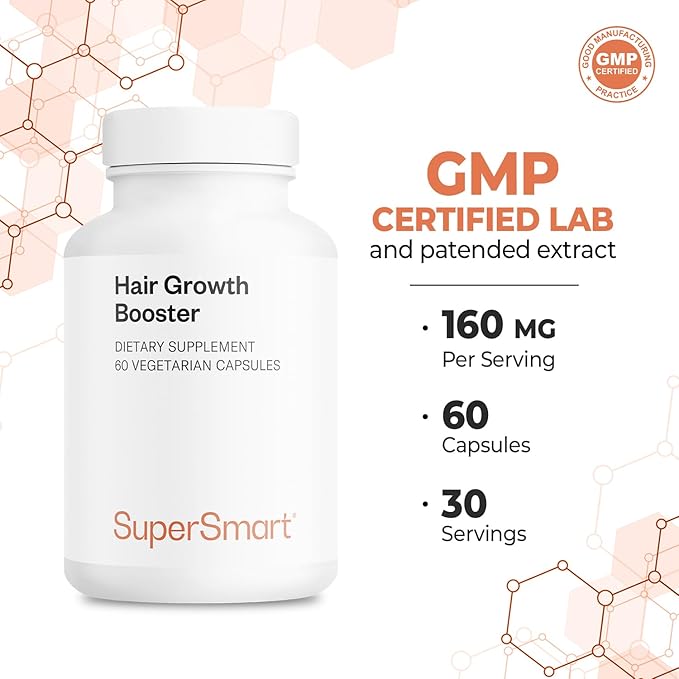 Supersmart - Hair Growth Booster 160mg per Day (Lustriva Supplement) - Biotin 40x More Soluble | Non-GMO & Gluten Free - 60 Vegetarian Capsules-StrideForce Fitness