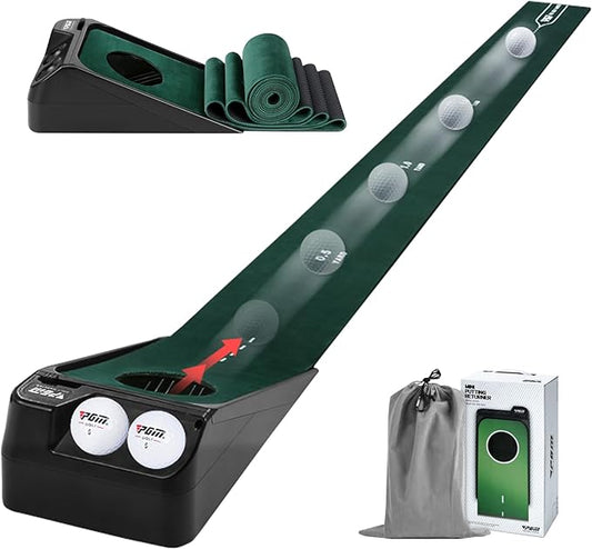 PGM Putting Green Indoor - Golf Mat With Electric Ball Return - Portable Putting Matt for Indoors - Practice Game for Home and Office - Gifts and Accessories for Men-StrideForce Fitness