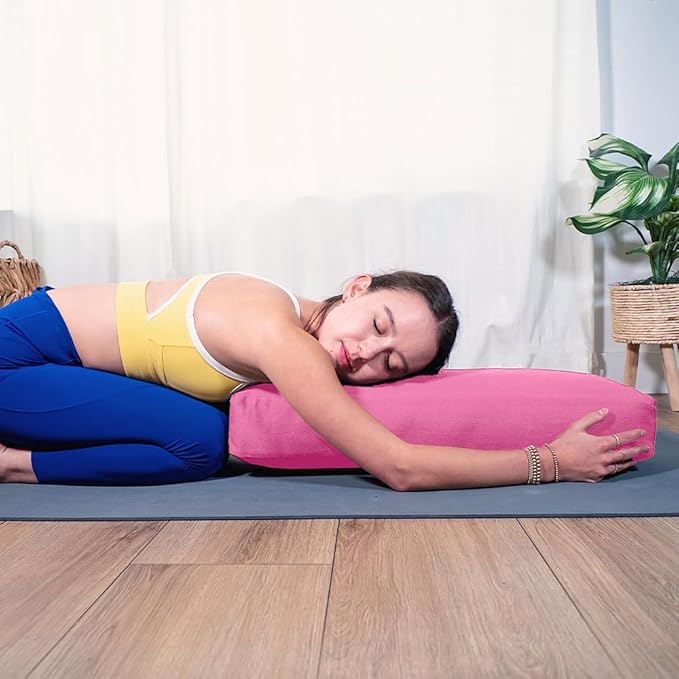 Sol Living Yoga Bolster Pillow Rectangular Meditation Cushion Cotton Meditation Accessories for Restorative Yoga Meditation Pillow Yoga Pillow Firm Body Pillow Bolster Pillow for Legs Removable Cover-StrideForce Fitness