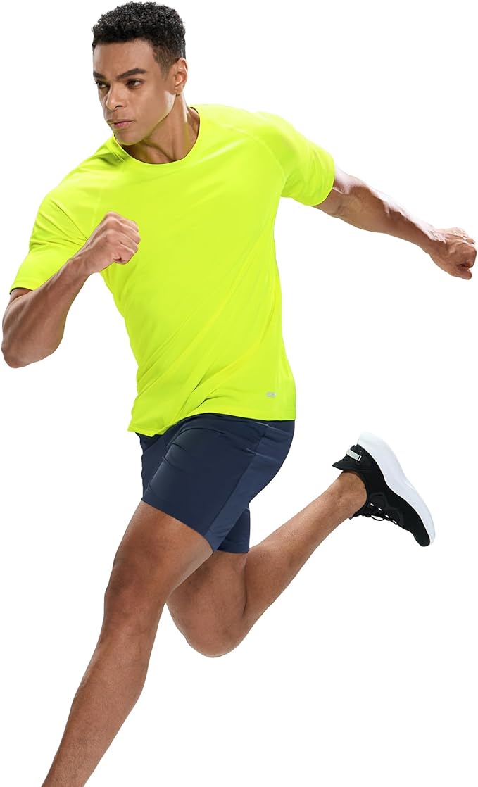 MIER Men's Dry Fit Workout T-Shirts Athletic Running Tee Short Sleeve Crew Neck Gym Tops, Polyester, Moisture Wicking-StrideForce Fitness