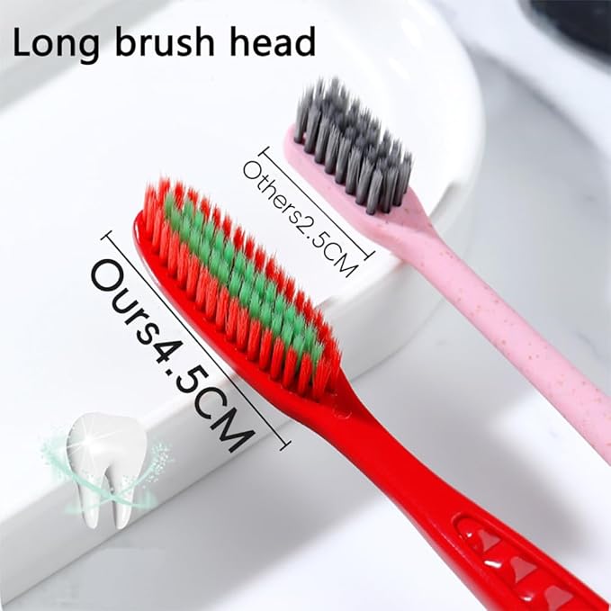 Long Head Manual Toothbrush, Extra Soft Flossing Toothbrush for Sensitive Gum, Interdental Cleaning Bristles for Adults (Pack of 5)