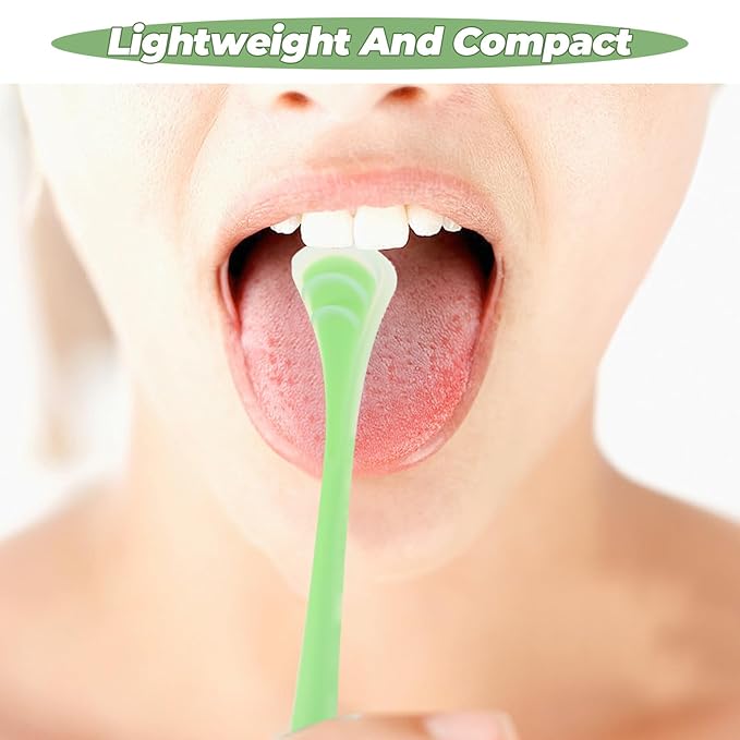 SOIMISS Portable Silicone Tongue Scraper for Adults, Double-Sided Oral Care Tool in Mint Green, Handheld Tongue Coating Cleaner for Bad Breath Removal and Daily Hygiene