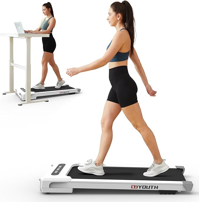 GOYOUTH Walking Pad Treadmill, Under Desk Treadmill for Home Office, Wide Belt Compact Treadmills 300 lbs Capacity, 2.25HP Shock-Absorbing Walking Jogging Running Machine Remote Included-StrideForce Fitness