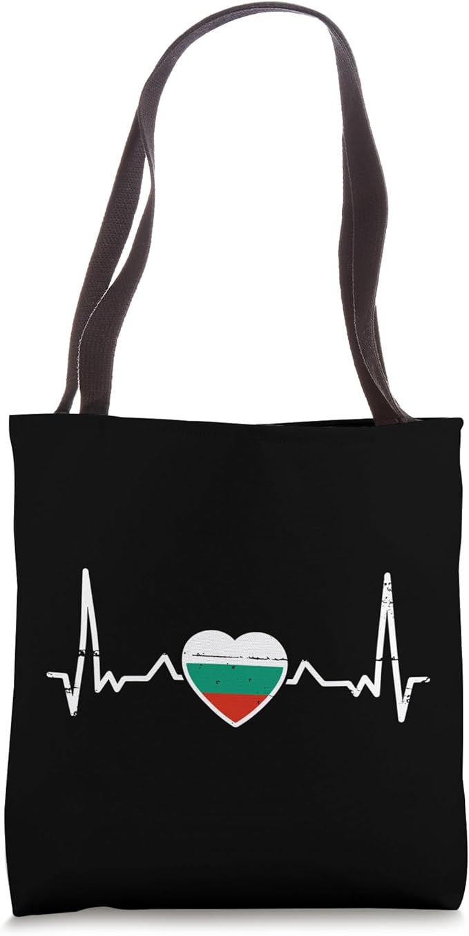 Bulgaria Vintage Heartbeat Bulgarian Flag Tote Bag-StrideForce Fitness