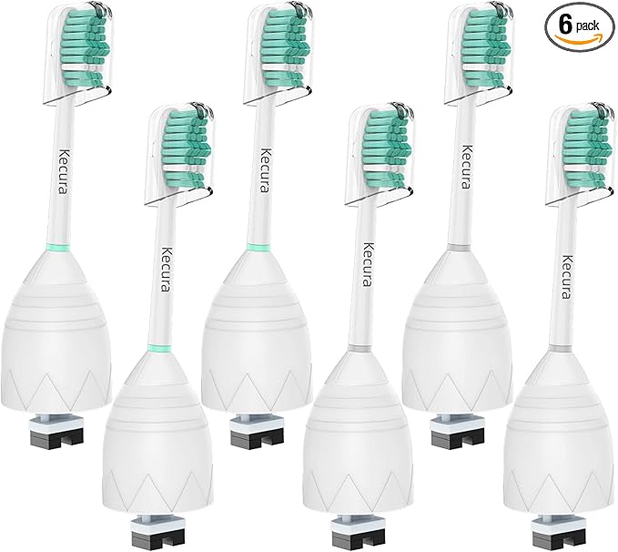Replacement Brush-Heads Compatible with Philips Sonicare: e-Series Toothbrush Heads HX7022/66 fits Essence & CleanCare Electric Brush Handles, 6 Pack