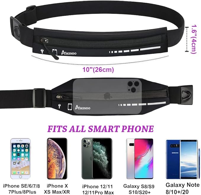 Slim Running Belt for Women Men,Runners Fanny Pack Phone Holder,Running Pouch Waist bag for Workout Jogging,Money Belt Running Gear Accessories-StrideForce Fitness