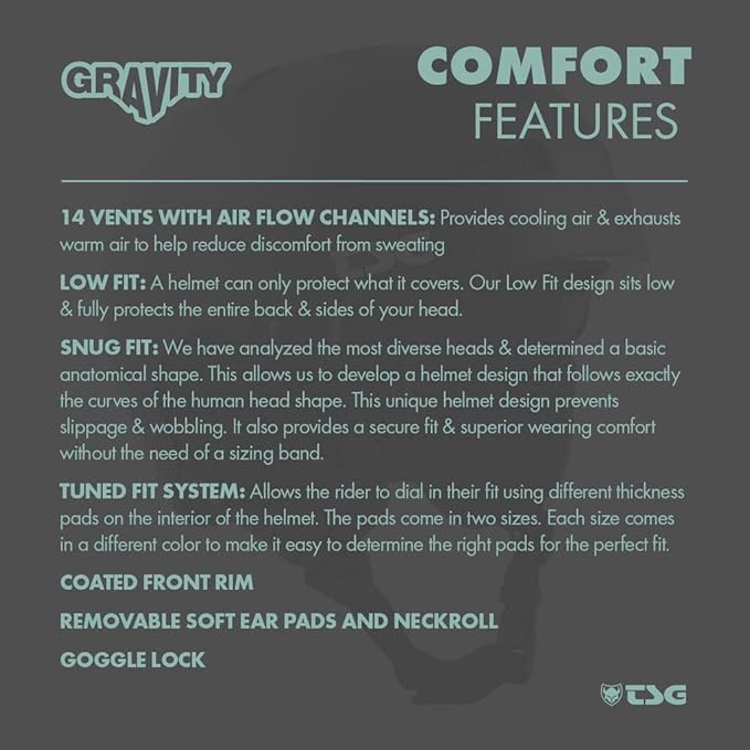 TSG - Gravity Dual Certified Snowboard & Ski Helmet - Hardshell Protection, Tuned, Snug Fit Comfort, Low Fit Coverage, 14 Vents, Adjustable Paddings, Ear Pads, Goggle Lock-StrideForce Fitness