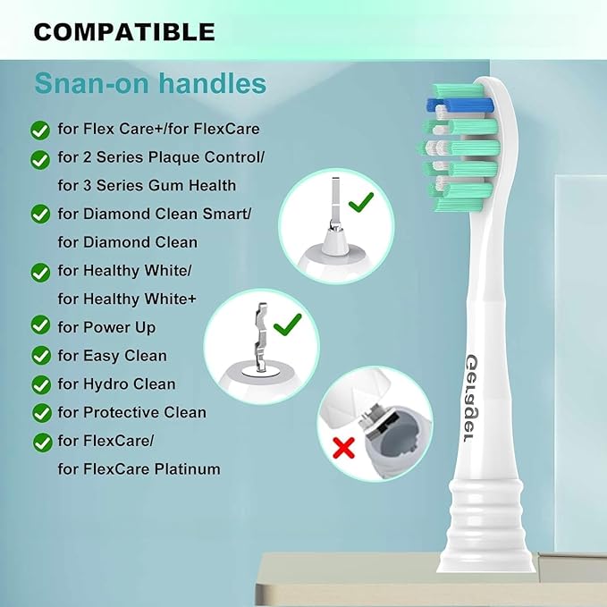 Replacement Heads Compatible with Philips Sonicare Toothbrush C1 C2 C3 A3 W3 G2 G3 4100 5100 6100 1100 2100 3100, Toothbrush Heads Brush Head, 12 Black